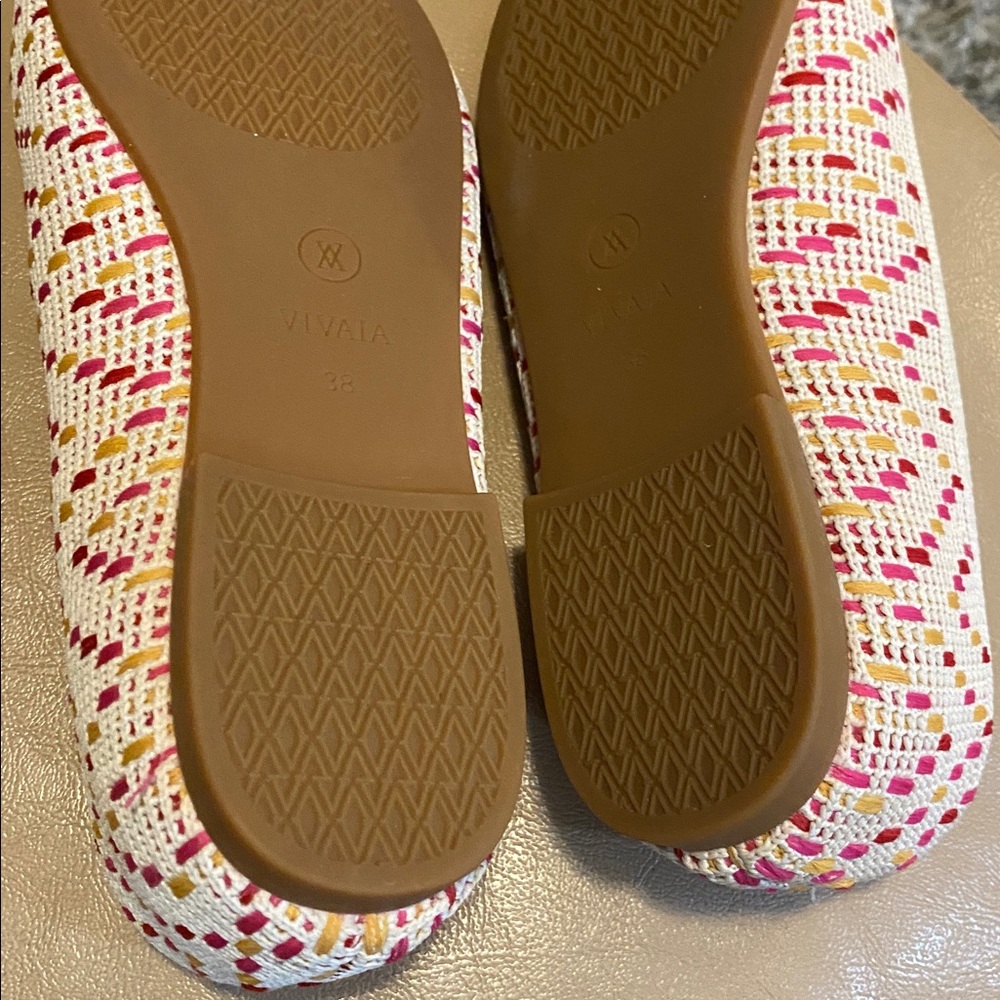 Vivaia Women's Patterned Slip-On Loafers in Cream with Pink & Yellow Accents - Picture 5 of 11